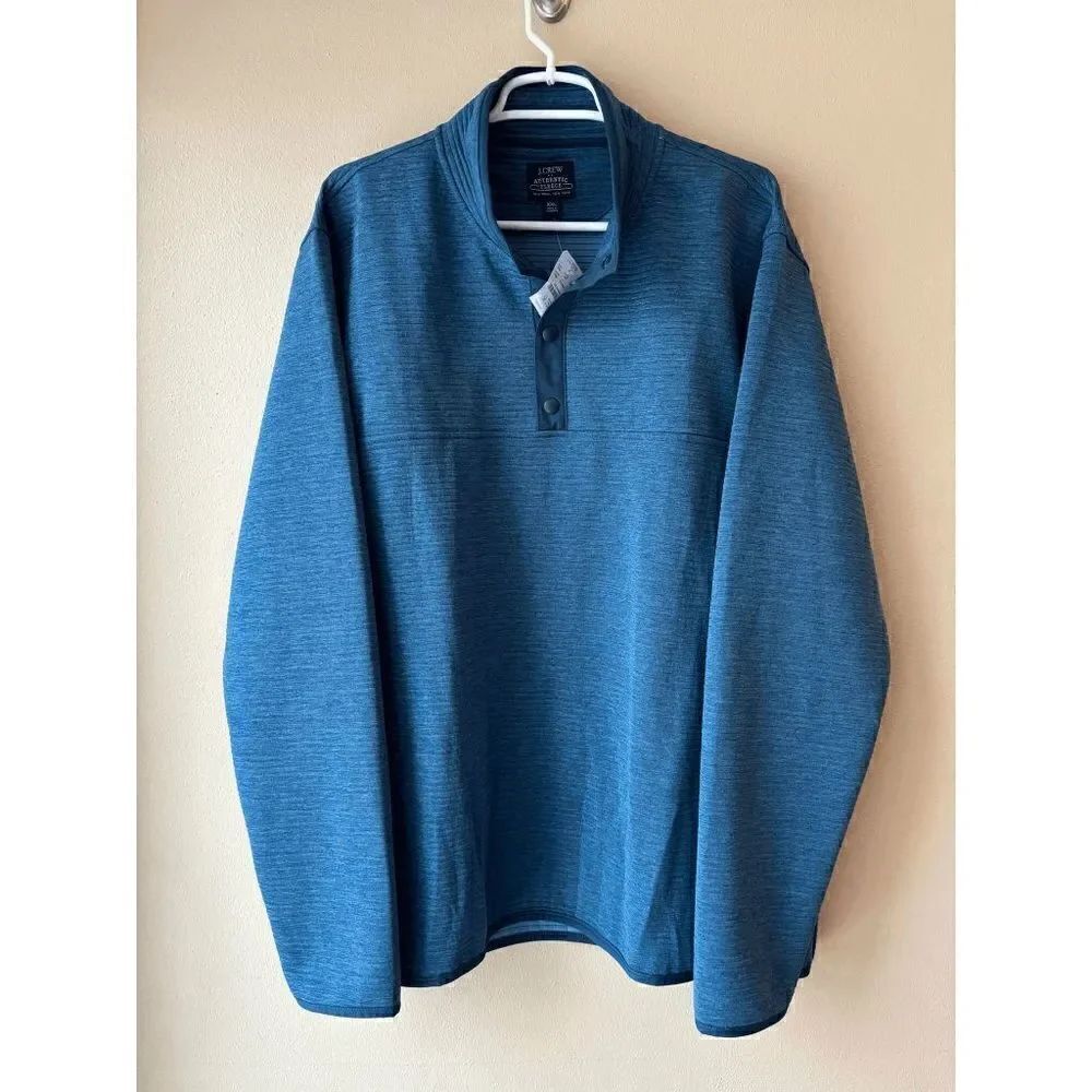 J. Crew Authentic Fleece Teal Blue Men's T Snap Pullover Size XXL